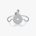 925 Sterling Silver Simple Round Hollow Out Stars Charming Rings for Women Adjustable Chain Ring Fine Jewelry