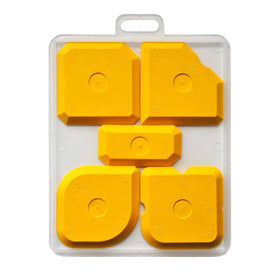 SOLUDE 5PCS Professional Blue Yellow Silicone Grout Joint Smoother Scraper Set with Transparent Plastic Box