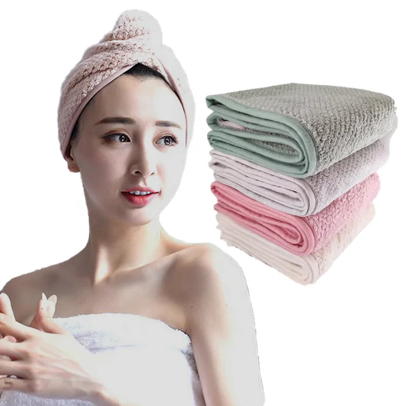 Hair Drying Towel with Elastic Strap Large Microfiber Hair Towel Wrap for Women