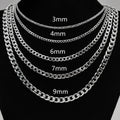 Fashion Cuban Link Miami Stainless Steel Silver Curb Cuban Chain Necklace High End Chains for Women Men