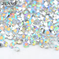 JUNAO Wholesale SS7 SS8 SS10 SS20 SS28 Crystal AB Diamond Strass Pointback Resin Rhinestone for Garment