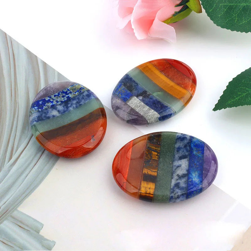 DIY Natural 7 Chakra Energy Worry Stone Gifts Box Crystals Healing Stones Gemstone Chakra Crystal Set
