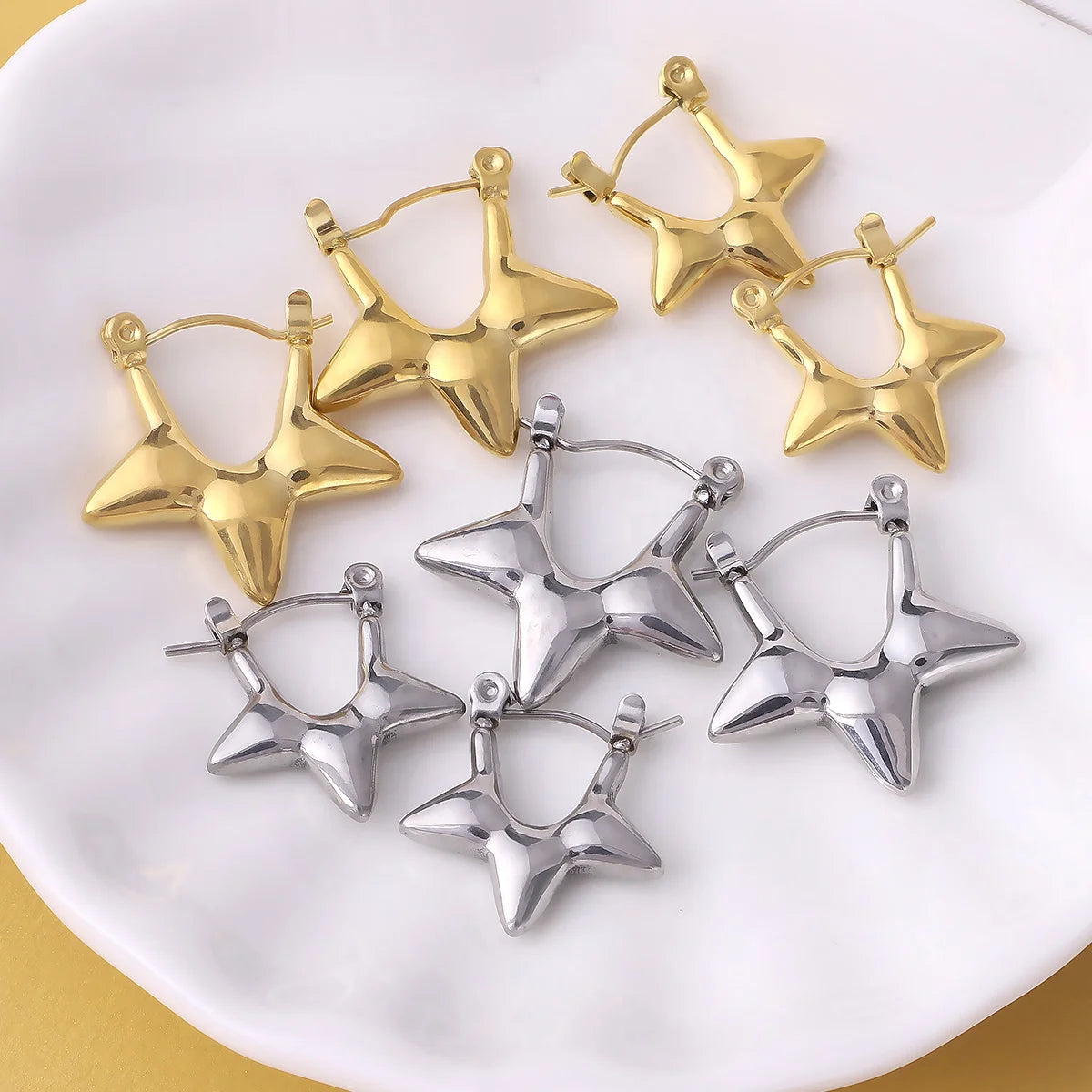 Xinyashang Custom 316 Stainless Steel Non Tarnish Fashion Jewelry Star Hopp Earrings Stainless Steel Earrings Wholesale