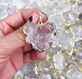 High Quality White Quartz Natural Clear Crystal Pendant Handmade Classic Maple Leaf Charm Jewelry Gold Silver Trim Jewelry
