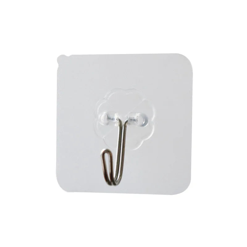 12 PCS Reusable Sticker Hooks Damage Free Wall Hanger Waterproof Transparent Bathroom Kitchen Hook for Clothes Keys and Towels
