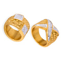 French Geometric Hypoallergenic New Trending Gold Plated Zircon Stainless Steel Rings with Zirconia Jewelry Gift