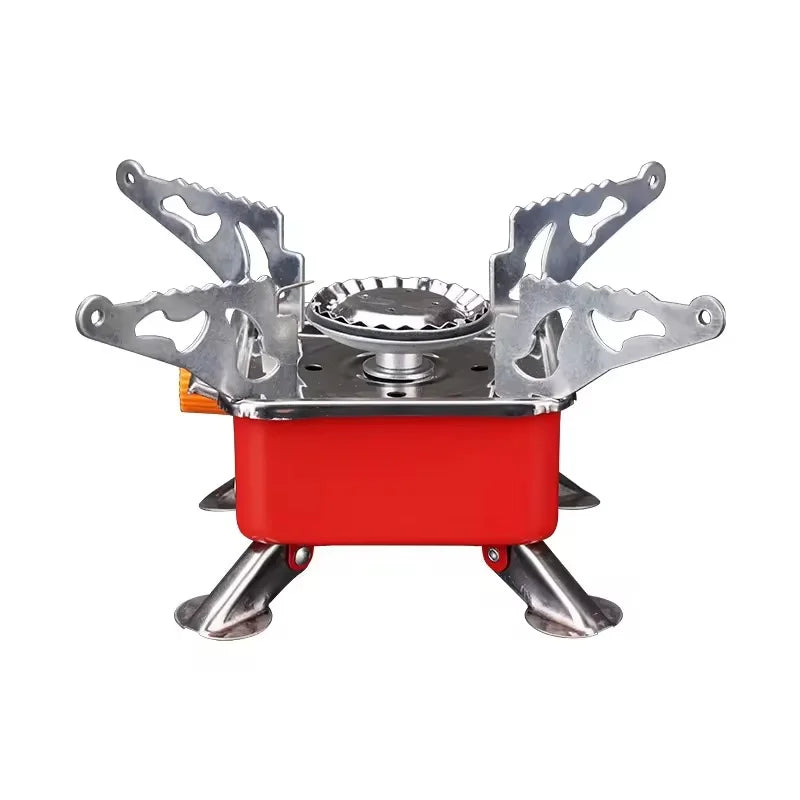Portable Stainless Steel Small Square Outdoor Gas Stove Foldable Camping Card Stove Head for Cookware
