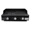 25 Inch Modern Portable Gas Grill Combo Enamel Coated Cast Iron Griddle 3-Burner Propane Grill 36000 BTU Side-by-Side Design
