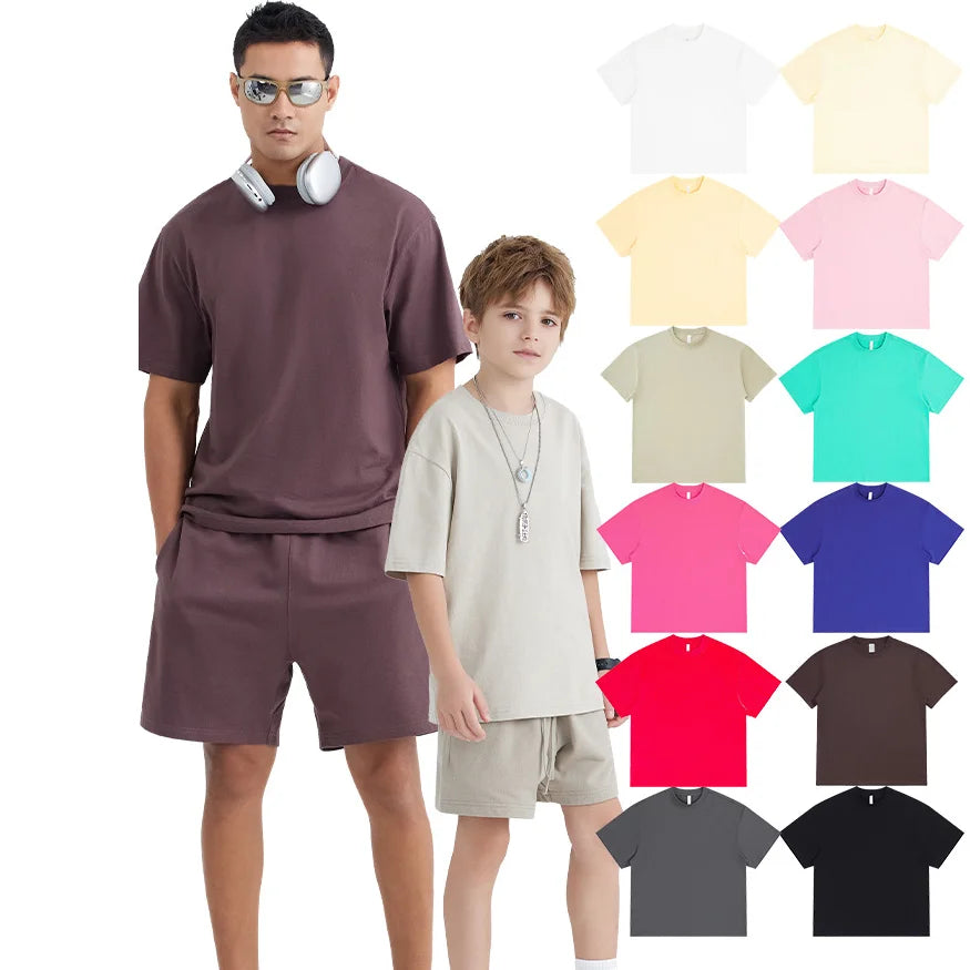 Custom 220gsm Oversized Tshirt with Drop Shoulder Heavyweight Polyester-Cotton Knitted Fabric Custom T Shirt