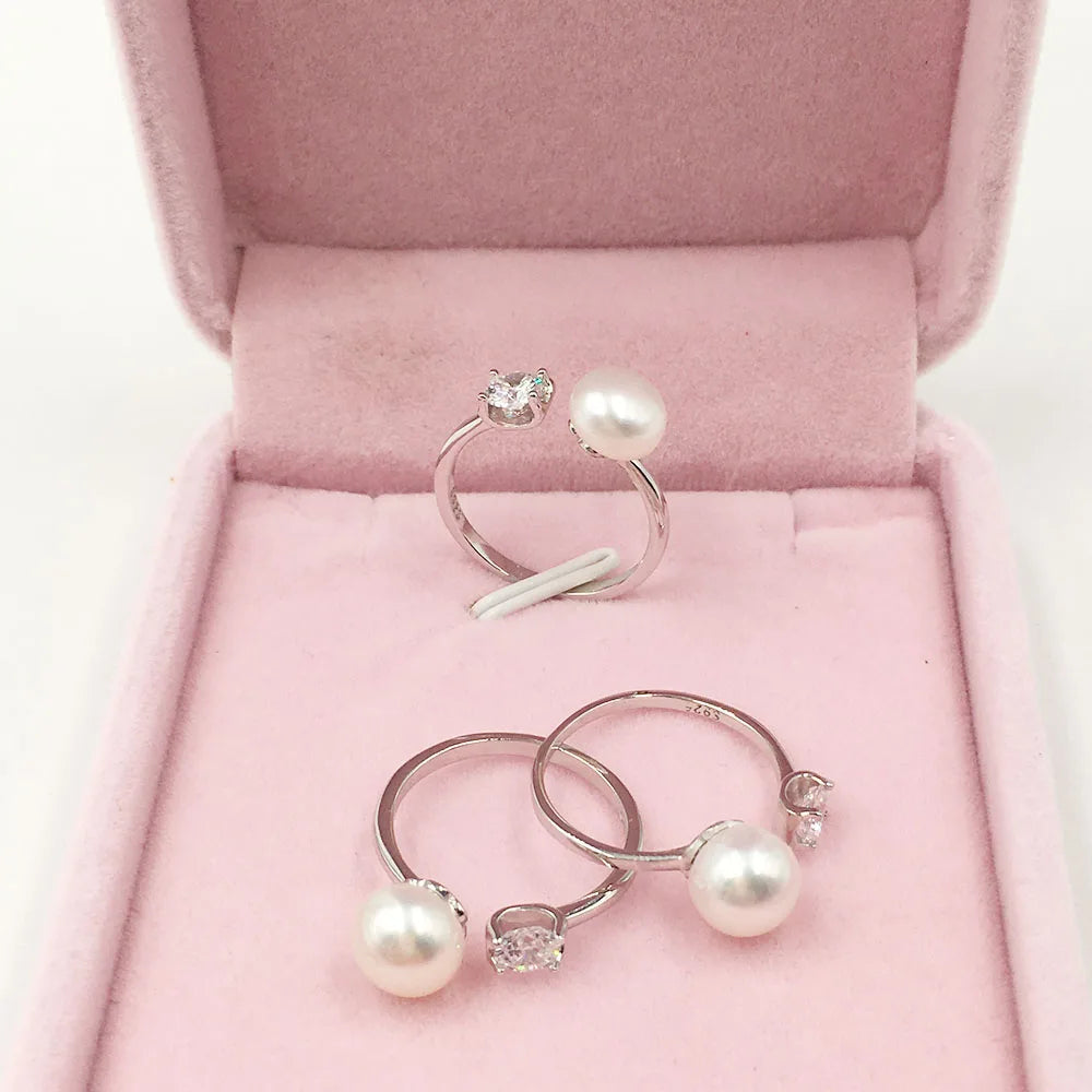 WHOLESALE BULK PRICE 925 Sterling Silver Pearl Ring Adjustable DIY RING for PearlDIY Accessories Silver
