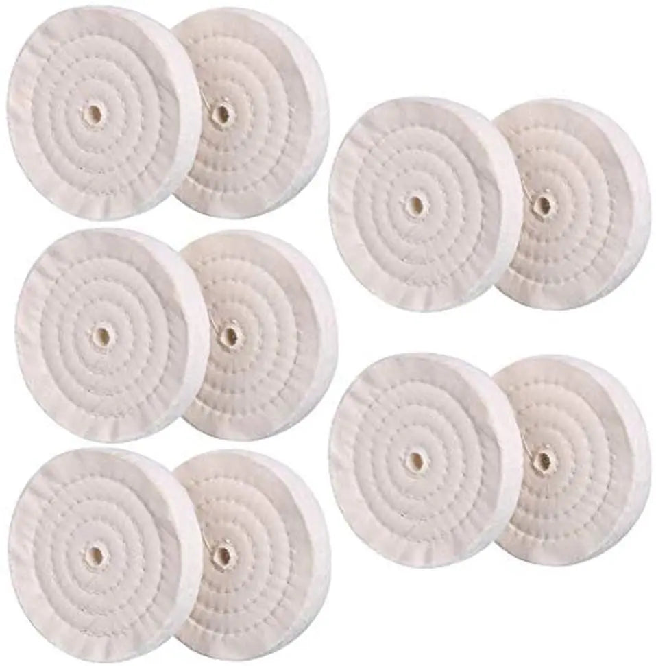 Vibratite 6 Inch Buffing Wheel Cotton Abrasive Pad Cloth Polishing Wheel for Bench Buffer Polisher Tool With 1/2" Arbor Hole