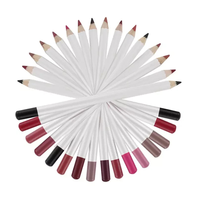 OEM Waterproof 22 Color White Packaging Smooth Matte Lip Liner Long Lasting Dark Brown High Pigment Lip Pencil