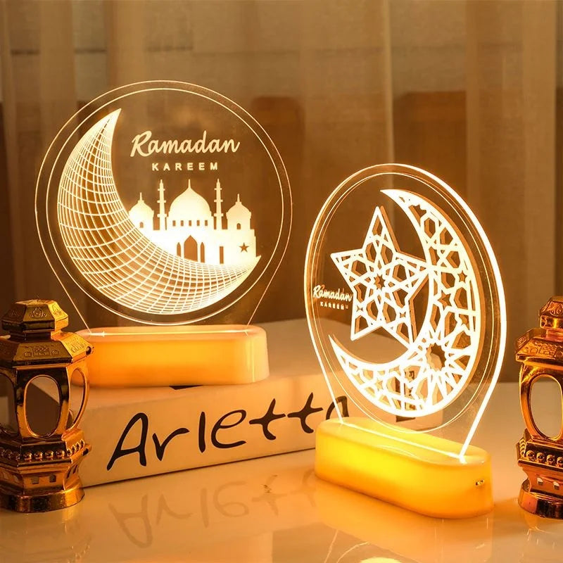 2022 Eid Mubarak Light 3D Ramadan LED Light Muslim Eid Decoration Ramadan Lights Ramadan Gift Eid Mubarak Decorations for Home