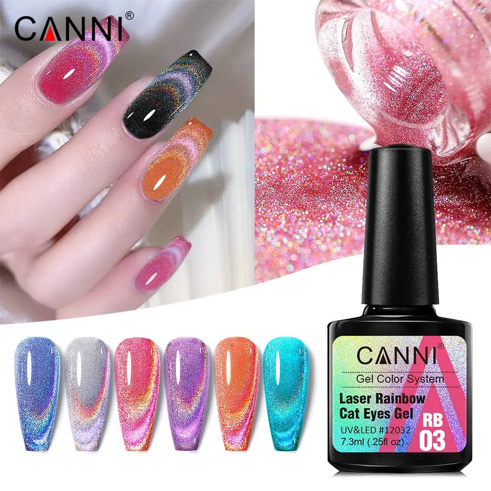 CANNI Omnipotent Cat Magnetic Gel Nail Polish Holographics Reflective Rainbow Gel  Semi Permanent  UV Gel Varnish Ememals
