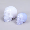 High Quality Natural Blue Chalcedony Skull Hand Carved Gemstone Crystal Skulls Bones Fine Art Sculpture for Home Decoration
