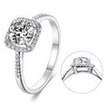 Abiding Custom Fine Jewelry Color Retention Wedding Square Halo 4Claw Setting Moissanite Diamond 925 Pure Sterling Silver Rings