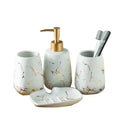Green Marble Ceramics Customized Wholesale 4 Pieces Bathroom Accessory Home Bathroom Sets with Shower Soap Dish and Dispenser