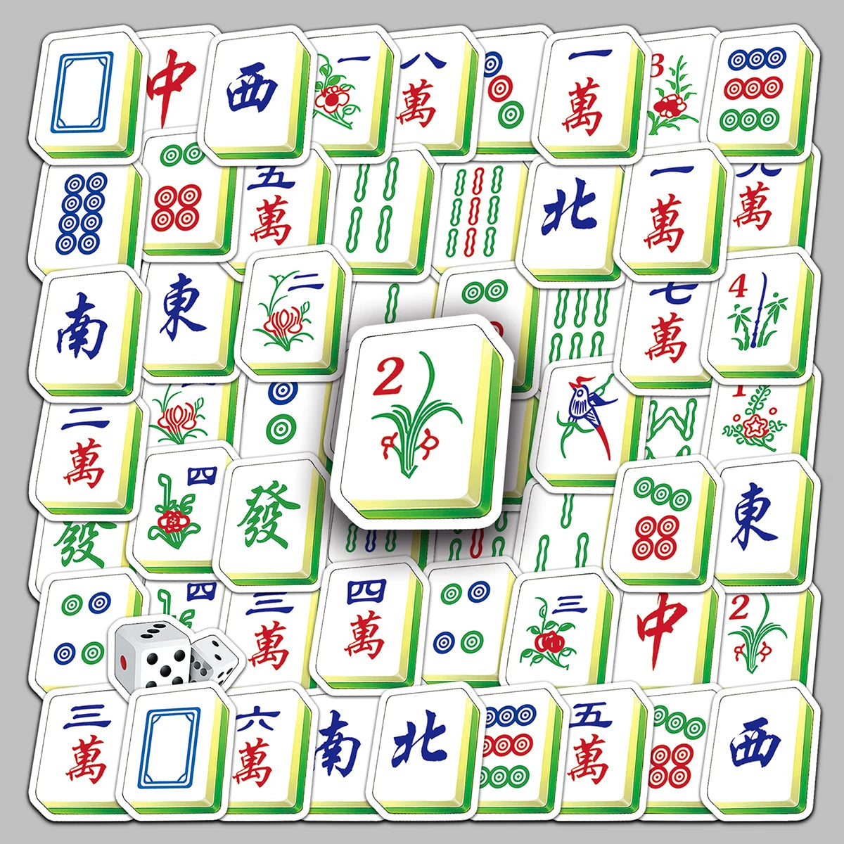 145PCS Factory Selling Uv Full Cut Personalized Mahjong Set Stickers for Mahjong & Toys