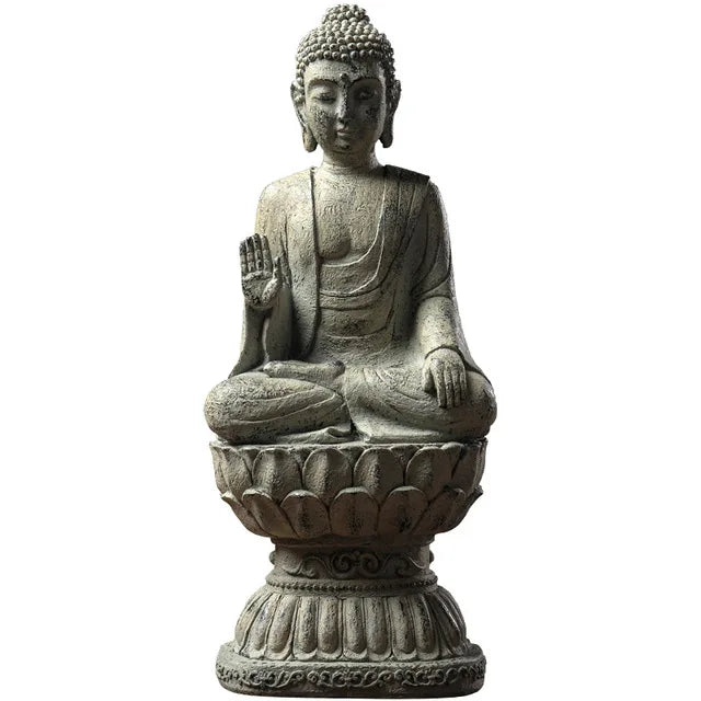 Handcrafted Coloured Polyresin Indian Gods Buddha Statues Lotus Candle Holder Home Decor Garden Sacred Spaces Buddhism Luxury