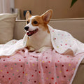 Customized Embroidered Paw Logo Premium Fluffy Super Soft Coral Fleece Dog Blanket Washable Pet Blanket