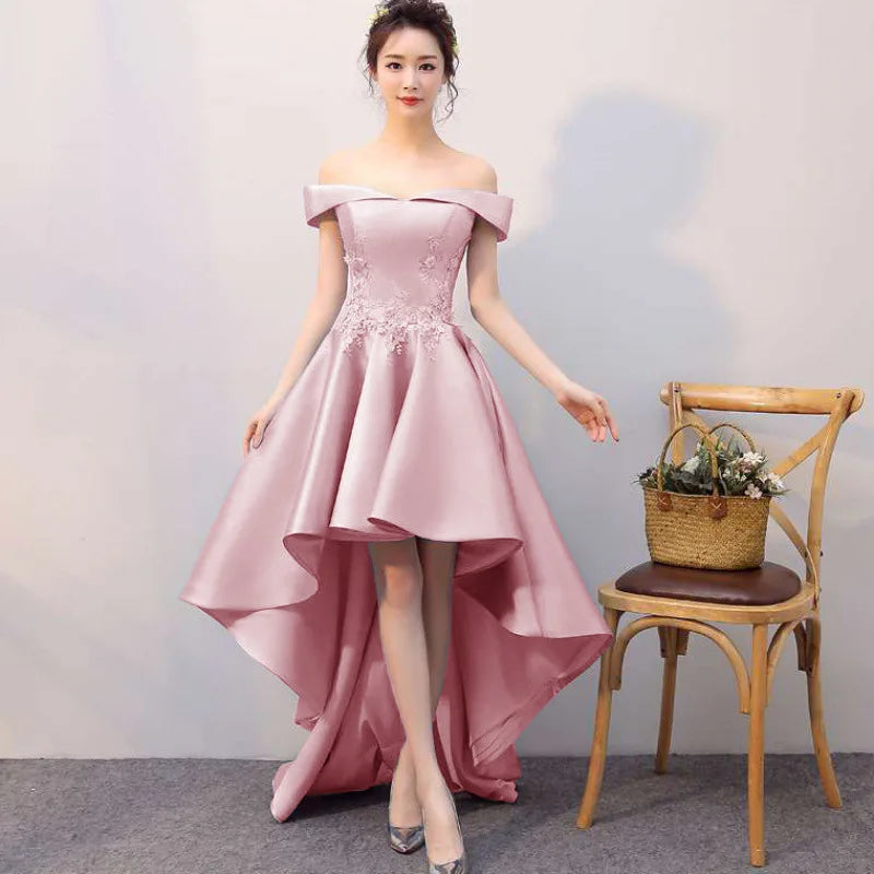 XS-5XL Front Short Back Long Heavy Duty Lace Embroidered Dress Bridesmaid Dresses