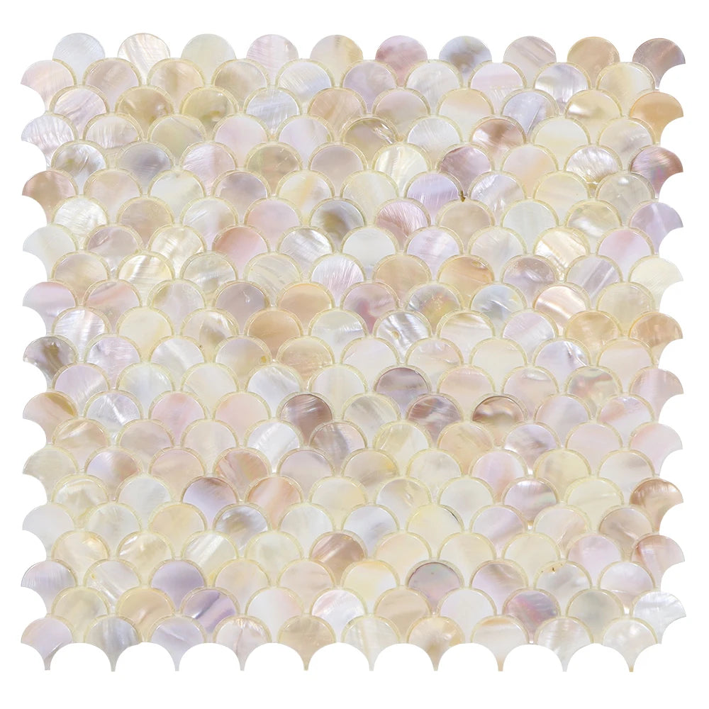 Colorful  Fish Scale Pearl Shell Wall Tiles Home Decorative Waterproof Stick and Go Wall Tile Backsplash Peel and Stick Mosaics