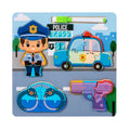 New Cpc Ce Kids Cartoon Police 3D Wooden Puzzle Board Toy Educational Matching Blocks Drawing Board Puzzle Toy
