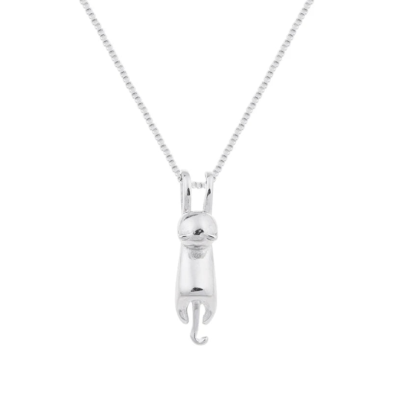 2021 Women's Fashion Link Chain Necklace Pendant 925 Sterling Silver Cute Cat for Wedding Engagement Party Festival Gift Jewelry
