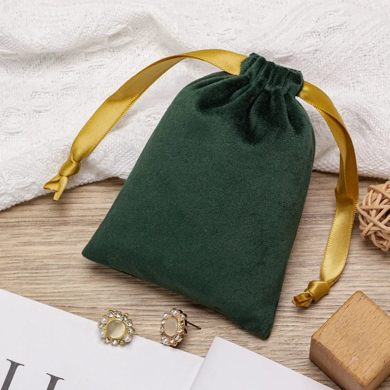 Supplier Wholesale Custom Recyclable Velvet Flannel Craft Gift Pouch Drawstring Jewelry Pouch Bag with Custom Logo