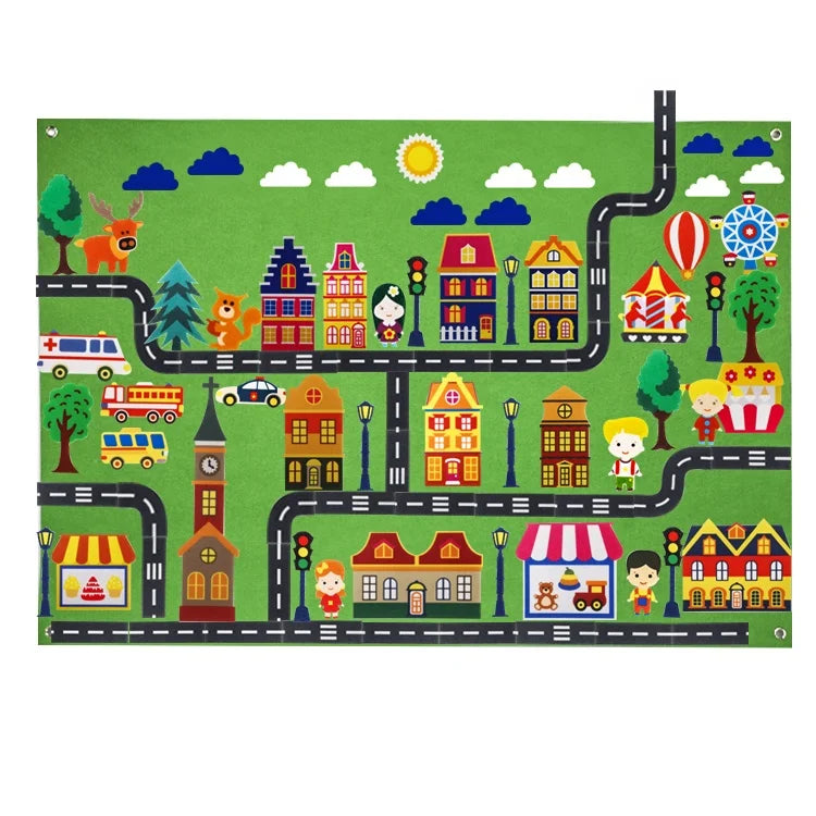 Felt Play Scenes Track Road Road Map Play Mat Mat Toys Busy Board Story Sets for Toddlers Educational