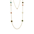 Latest 18K Gold Plated Stainless Steel Jewelry Long Chain Round Colorful Resin Shell Malachite Charm Pendant Necklaces P223334