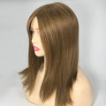Stock European Unprocessed Hair 16inch Brown Natural Hairline Lace Top Wigs Lace Frontal Wig for White Woman