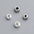 Fashion 925 Sterling Silver 6.2mm 5.7mm Stripe Flat Wheel Spacer Beads for Bracelet Necklace Making