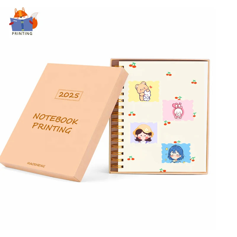 Factory Custom Notebook Printing Services Perfect Binding Softcover Book with Offset Paper Cardboard Cover Agenda Planner Box