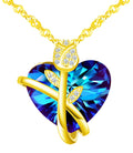 Hot Sale Wholesale 925 Sterling Silver 18k Gold Plated Crystal Heart Rose Flower Pendant Necklace