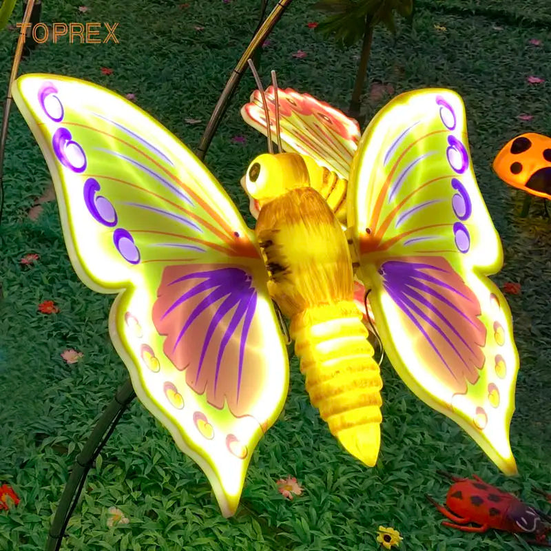 Outdoor Garden Motion Sensor 150Cm 6Ft Led Lighted Flying Hanging Large Giant Moving Butterfly Decoration for Shopping Center