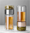 Glass Water Bottle Tea Separation and Filtering Cup Leak-proof Transparent Drinking Mug for Home and Office