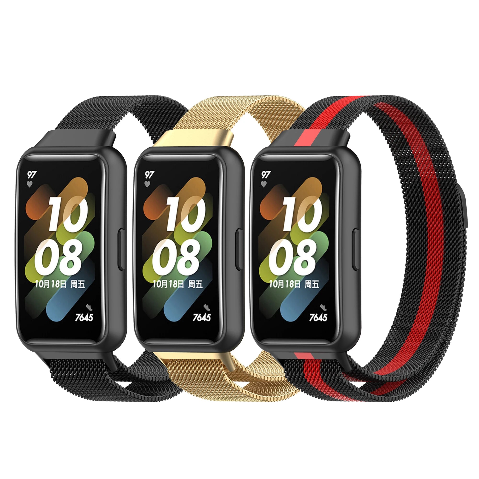 Band7 Reloj Wrist Smartwatch Correa Magnetic Stainless Steel Milanese Smart Watch Strap for Huawei Band 7