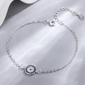 Fine 925 Sterling Silver Evil Eye Charm Women Dainty CZ Diamond Blue Eye Bracelet for Gift