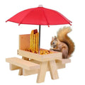 Sturdy Wooden Squirrel Feeding Station Umbrella-Mounted Tray Simple Installation Tabletop Bowl for Nuts Corn Husks for Peanuts
