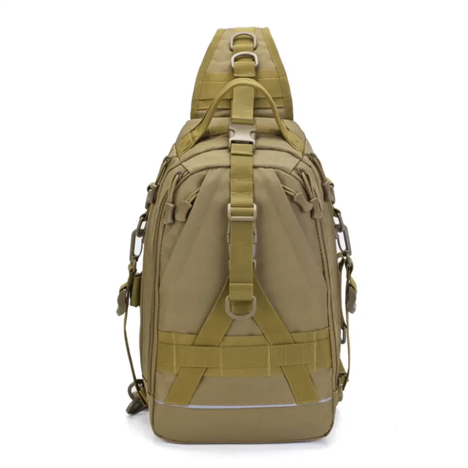 Tactical Fishing Tackle Chest Bag Waterproof Multifunctional Messenger Bag MOLLE-Compatible Gear Organizer for Outdoor Anglers
