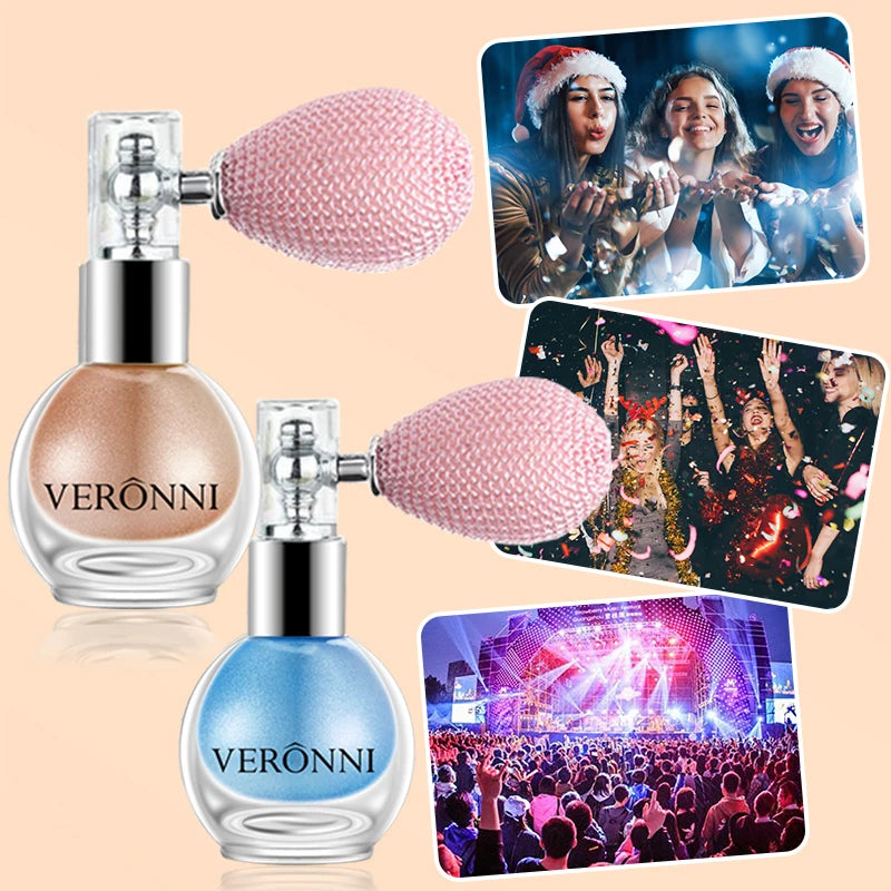 VERONNI 6 Color Makeup Highlighter Spray Shimmer Loose Bronzer Powder Body Glitter Spray