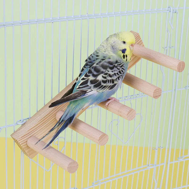 Natural Solid Wood Fun Climbing Ladder - Parrot Swing with Hanging Ring Bird Cage Cloud Ladder Parrot Climbing Perch Bridge
