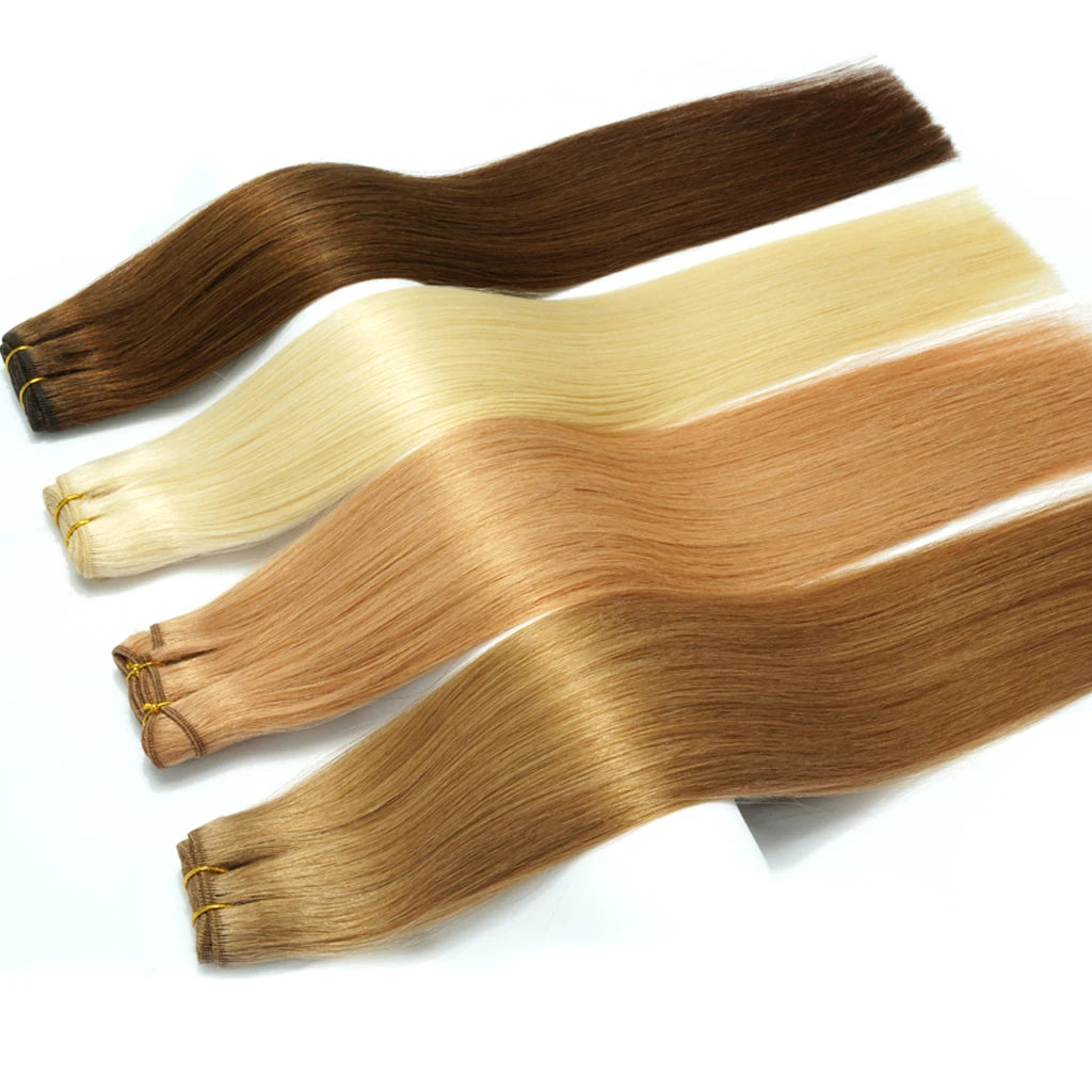 Weft Russian Hair Cuticle Aligned Remy Virgin Double Drawn Weft Hair Extensions Human Hair 14"-24" Customized Color Bellecode