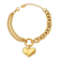 Heart Shaped Thick Chain Girls Bracelet Metal Colorfast Stainless Steel Bracelet