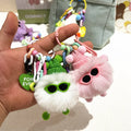 Cute Colorful Rex Rabbit Hair Plush Doll Round Ball Heart Sunglasses Fluffy Elf Pom Pom Keychain Phone Charms Chain Accessories