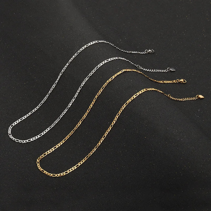 Hot Selling 18K Gold Stainless Steel Figaro Necklace Waterproof Titanium Steel Chain Pendant Fashionable Jewelry Anniversaries