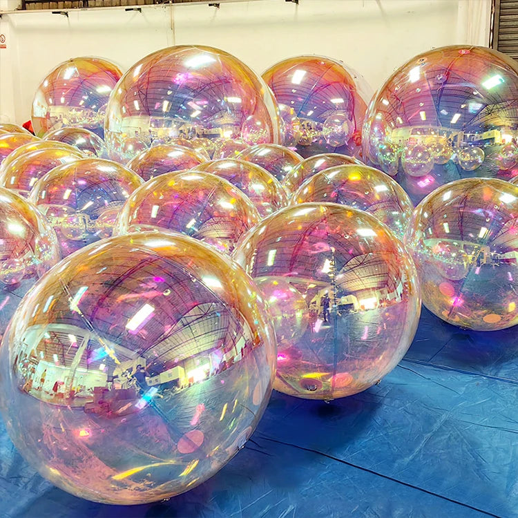 Inflatable Mirror Ball Decorative Double Layer Thickened PVC Inflatable Reflective Balloons Big Shiny Inflatable Balls