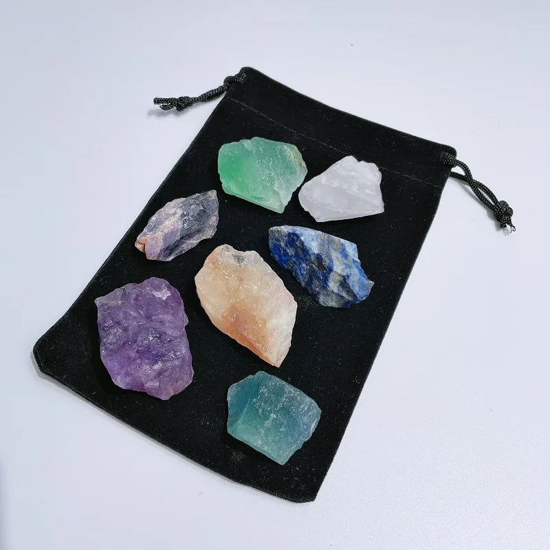 Huiying Best Quality China Manufacturer Seven Rough Chakra Crystal Energy Cleansing Kits Stone Crafts