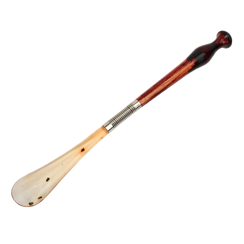 Factory Wholesale Spring Shoehorn Shoe Helper Long Wooden Handle Plastic Resin Shoe Horn for Men and Women